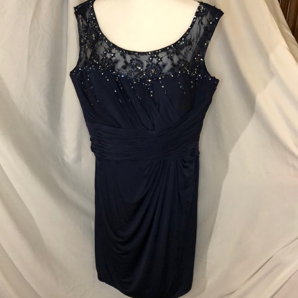 Navy Blue Kathy Ireland Mother of the Bride Dress - Picture 4 of 16